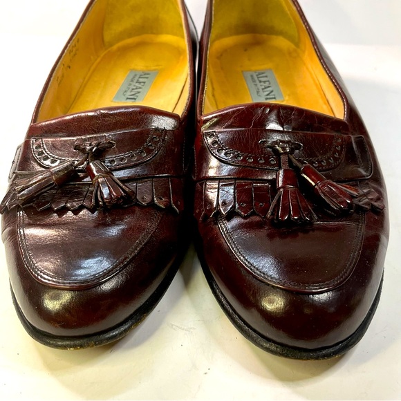 Alfani Other - ALFANI Shoes Mens 9 M Tassel Loafers Burgundy Leather Round Toe Cuban Casual